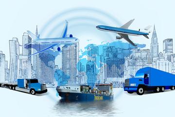 Quantum logistics image showing different modes of transport
